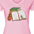thumbnail image 4 of Inktastic Tiny Library Bookworm Women's V-Neck T-Shirt, 4 of 5