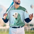 thumbnail image 4 of Fotbe Dog Wrapped in Towel Baseball Jersey Shirt for Men and Women, Casual Short Sleeves Button Down T-Shirt-Medium, 4 of 9