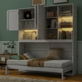 thumbnail image 3 of Twin Size Wall Murphy Bed with Top Cabinet, Shelves ,Space Saving Foldable Bed with Light & USB,White, 3 of 9