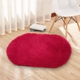 thumbnail image 4 of TINGXIN Soft Oval Rug, Thick Fluffy Floor Carpet, Non-Slip Living Room Mat, Washable and Durable, for Bedroom, Closet, Daily Use and Home Organization (Red), 4 of 5