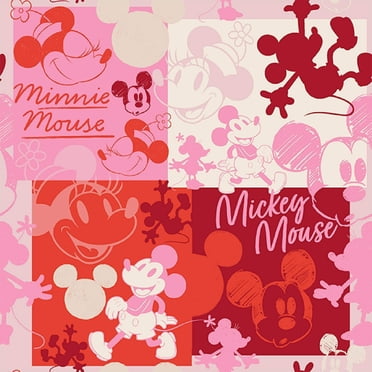 Springs Creative Disney Mickey and Minnie Pink Cotton Fabric By the Yard