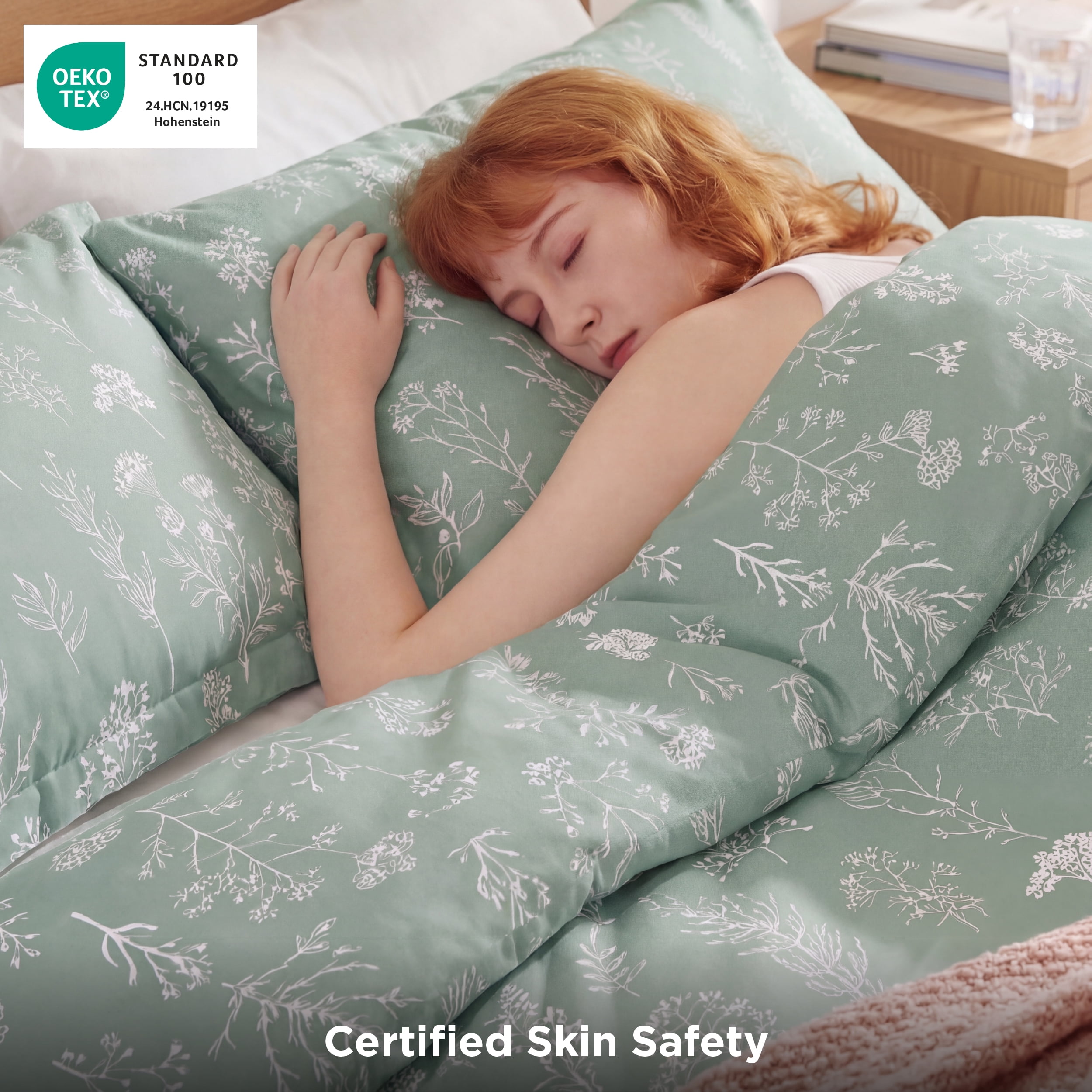 U by Bedsure 2 Pieces Sage Green Comforter Sets, Extra Long Twin-XL Bedding Set, Sage Green College Dorm Bedding Set Twin Size, 2 Pieces Cute Soft Floral Bedding