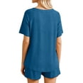 thumbnail image 5 of MOSHU Womens Pajamas Sets Button Down Tops and Drawstring Shorts With Pockets Two Piece Lounge Sets Oufits, 5 of 11