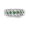 thumbnail image 4 of 14K White Gold Plated Diamond & Emerald Fancy Ring Size 7, 4 of 7