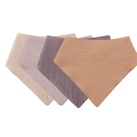 

HeroNeo 4 Pcs Baby Infants Feeding Bib Soft Cotton Bandana Muslin Absorbent Saliva Towel