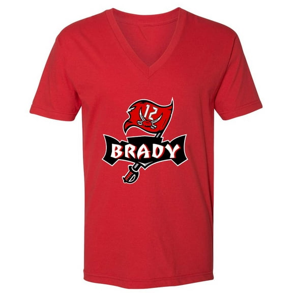 MENS V NECK Buccaneers Tom Brady Logo T-Shirt LARGE
