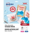thumbnail image 1 of Avery Sticker Project Paper, 11" x 8 ½", for Inkjet Printers, 1 label/Sheet, 10 sheets/pack  - 43383, 1 of 9