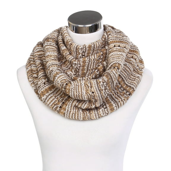 Bohemian Style Three Tone Winter Knit Warm Infinity Circle Scarf