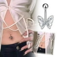 thumbnail image 4 of Wmool Ongles de Nombril Papillon Six Griffes Zircon Anneauaccessoire de Perforation, 4 of 9