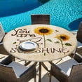 thumbnail image 6 of Sunflowers Round Tablecloth, Fitted Table Cover with Elastic for 45"-54" Round Tables, Vintage Bee You Are My Sunshine Beige Table Cloth Outdoor Indoor Dinning Party Waterproof Tablecloths, 6 of 7