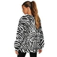 thumbnail image 6 of SCRAWLGOD Zebra Print Black White Women Oversized Crewneck Sweatshirt Long Sleeve Pullover Tops Drop Shoulder Casual Trendy Workout Clothes with Pockets, XXL, 6 of 7