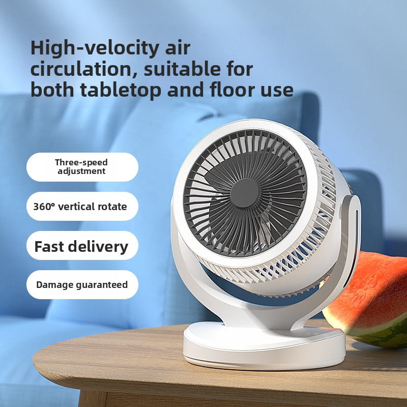2400mAh USB Rechargeable Desk Fan, 3-Speed Air Circulator with Built-in Night Light, Portable Mini Fan for Indoor, Outdoor & Car Use