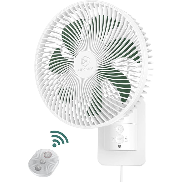 Compact Wall Mounted Fan, Oscillating Quiet Air Circulator With Remote Control, Timer Setting Multiple Speeds For Bedroom Office Garage Rv Camping Spaces Saving Design