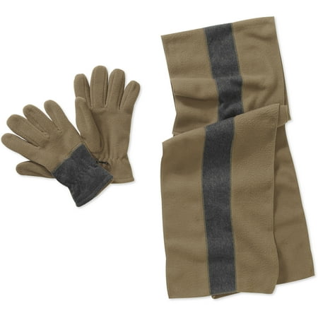 Men's Fleece Two-tone Scarf And Gloves S