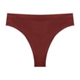thumbnail image 2 of Swuxness Women's Thong Underwear, Women's Panties, Women's Ribbed Thong Seamless Yoga Sports Plus Size High Elasticity Panties for Women Wine, M, 2 of 3