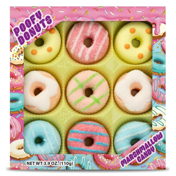 Poofy Donuts Marshmallow Candy 9 Count 3.9 Ounce