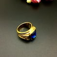 thumbnail image 3 of Anillo de oro Hugo grabado en oro con personalidad y piedra preciosa Gema Azul US9, 3 of 10