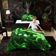 thumbnail image 2 of Erosebridal Glowing Green Starry Dragon Twin Comforter Sets for Boys and Girls, Green Cosmic Fantasy Bedding Set, 2-Piece 1 Comforter and 1 Pillowcase, 2 of 6