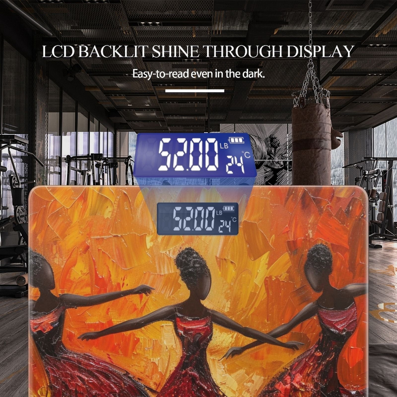 High Precision Body Weight Scale Smart Bathroom Scales with Large LCD Display(400lbs),Decorative for Bedroom-African Ballerinas In Red And Black Dresses