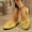 Yellow#06, variant on Solid Color Low Heel Pumps for Women – Comfortable Casual Slip-On Flats with Everyday Walking Comfort,Plus Size