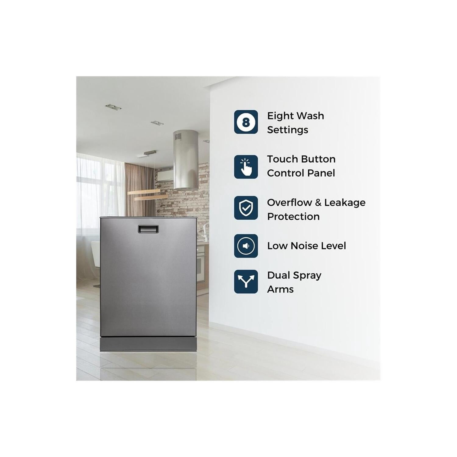 Equator 24" Stainless Steel Built-In Dishwasher w/ Top Control in Silver