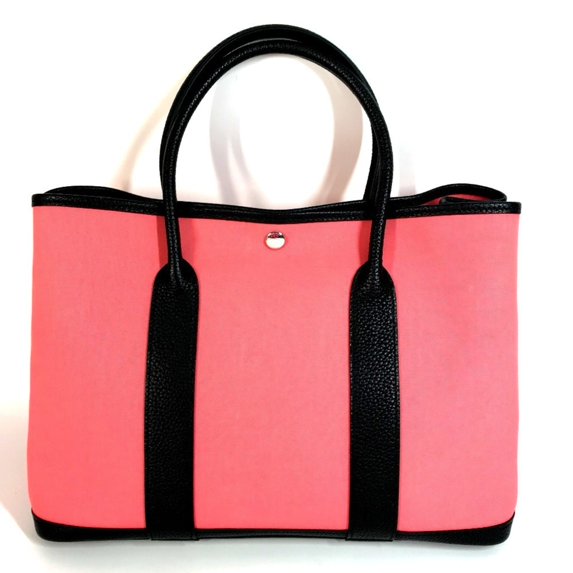 Pre-Owned HERMES Garden Party PM Toile Officier Two-Tone Handbag, Shoulder Bag, Tote... (Good)