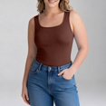 thumbnail image 2 of Stichou Women's Summer Square Neck Tank Tops Workout Cropped Ribbed Camisole Sleeveless Clothes Coffee L, 2 of 5