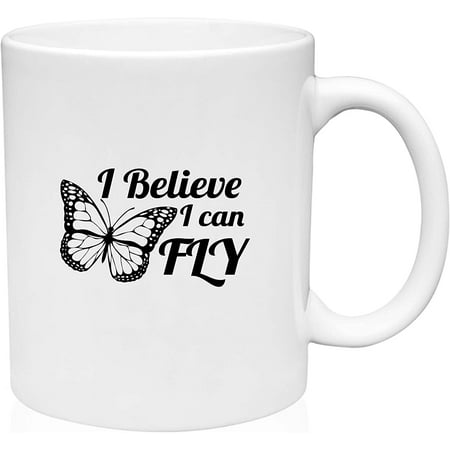 

Coffee Mug I Believe I Can Fly with Monarch Butterfly Song Lyric Reference White Coffee Mug Funny Gift Cup
