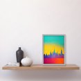 thumbnail image 2 of Bright Colourful Abstract New York Skyline Cityscape Yellow Blue Coral Turquoise Artwork Framed Wall Art Print A4, 2 of 4