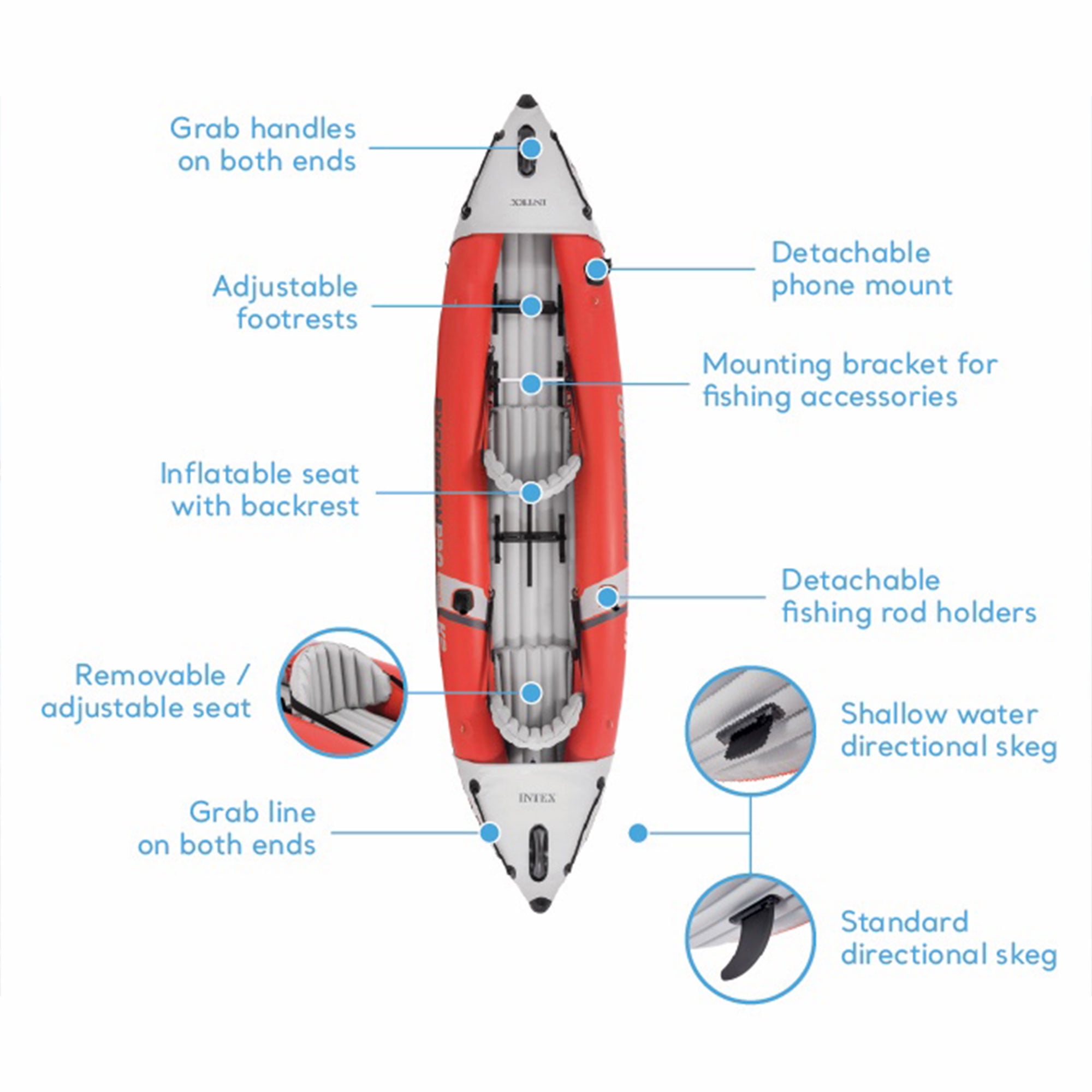 Intex Excursion Pro Inflatable Kayak Set w/Oars & Pump, 2-Pack, Red