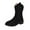 Black, variant on jsaierl Women's Mid Calf Combat Riding Fashion Winter Boots Pull On Fall Weather Short Boots