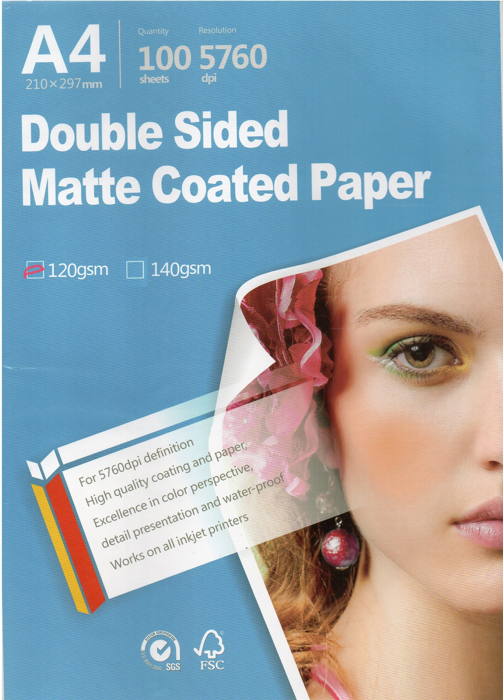 Picture Double sided matte all Inkjet printer Photo Paper 8.3'x11.7' A4 Size 100 sheets weight 120gsm