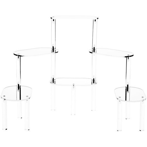 Plymor Présentoir Ovale Acrylique 6 Plateformes Multi-Articles (Miroir), 14.75 Pouces H x 30 Pouces L