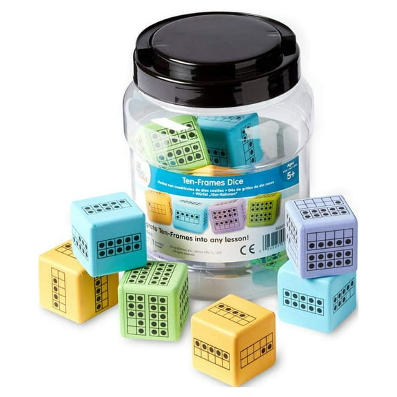 hand2mind Colorful Foam Ten-Frame Dice, Set of 12