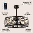thumbnail image 3 of JONATHAN Y Celeste 21.6" 6-Light Industrial Farmhouse 6-Speed Metal Mobile-App/Remote-Controlled Caged LED Ceiling Fan, Oil Rubbed Bronze, 3 of 11