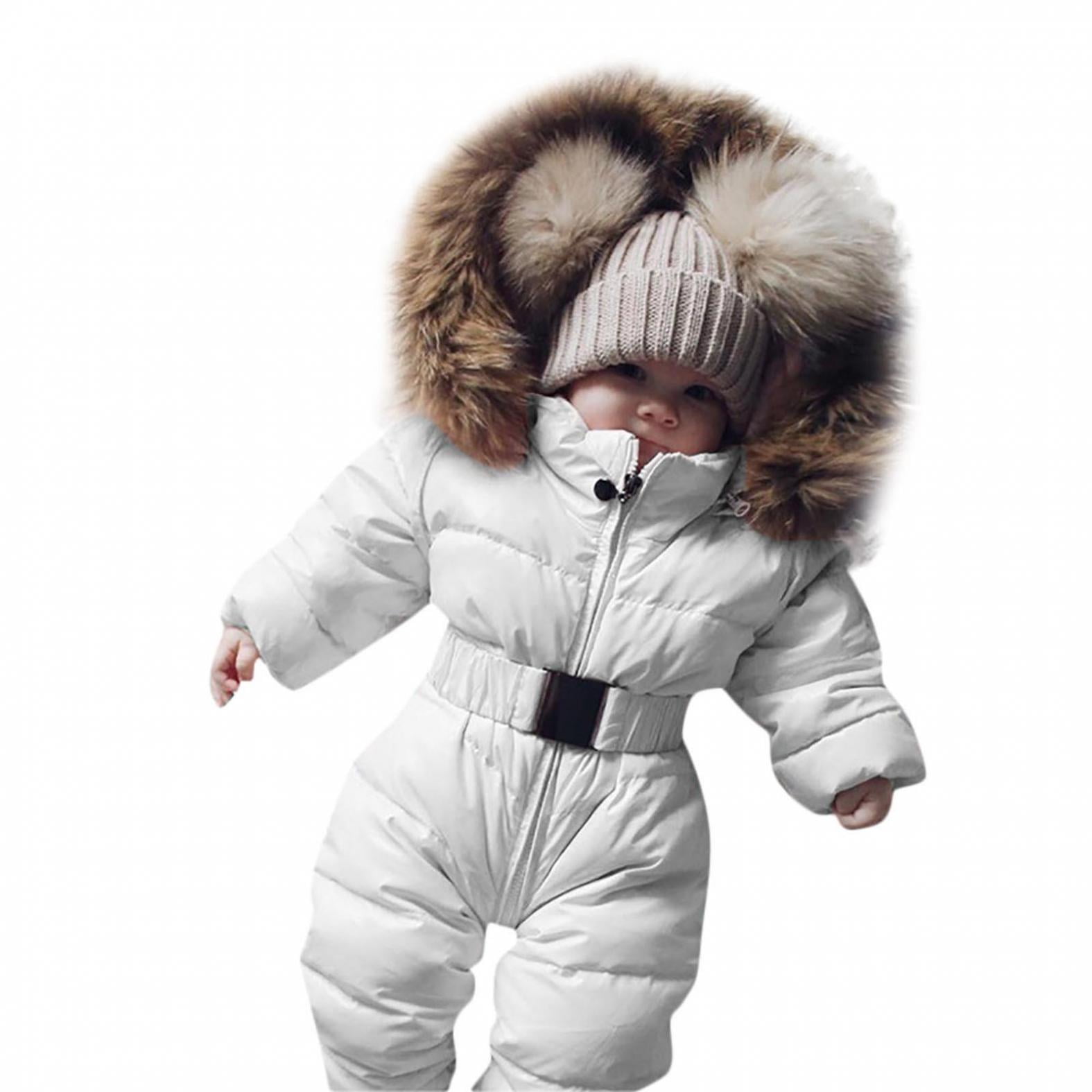 Toddler Baby Boy Girls Winter Romper Jacket Hooded Jumpsuit Thick Coat Outfit SA 