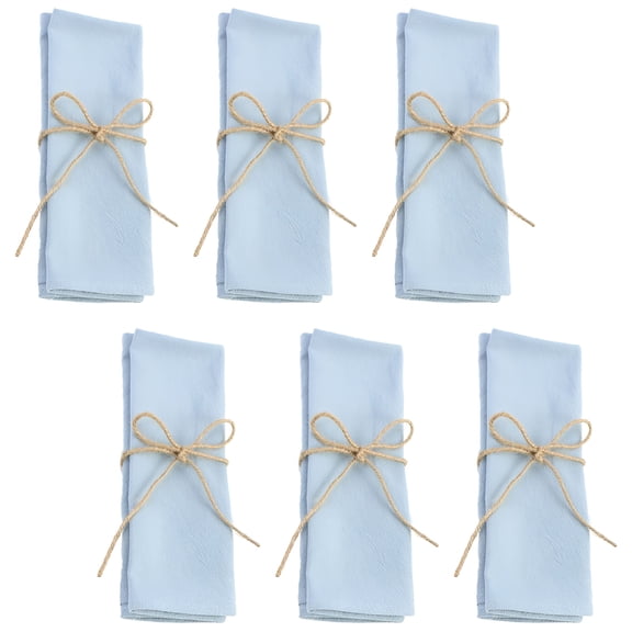 AUQ Reusable Cotton Cloth Dinner Napkins Blue 6 Sets