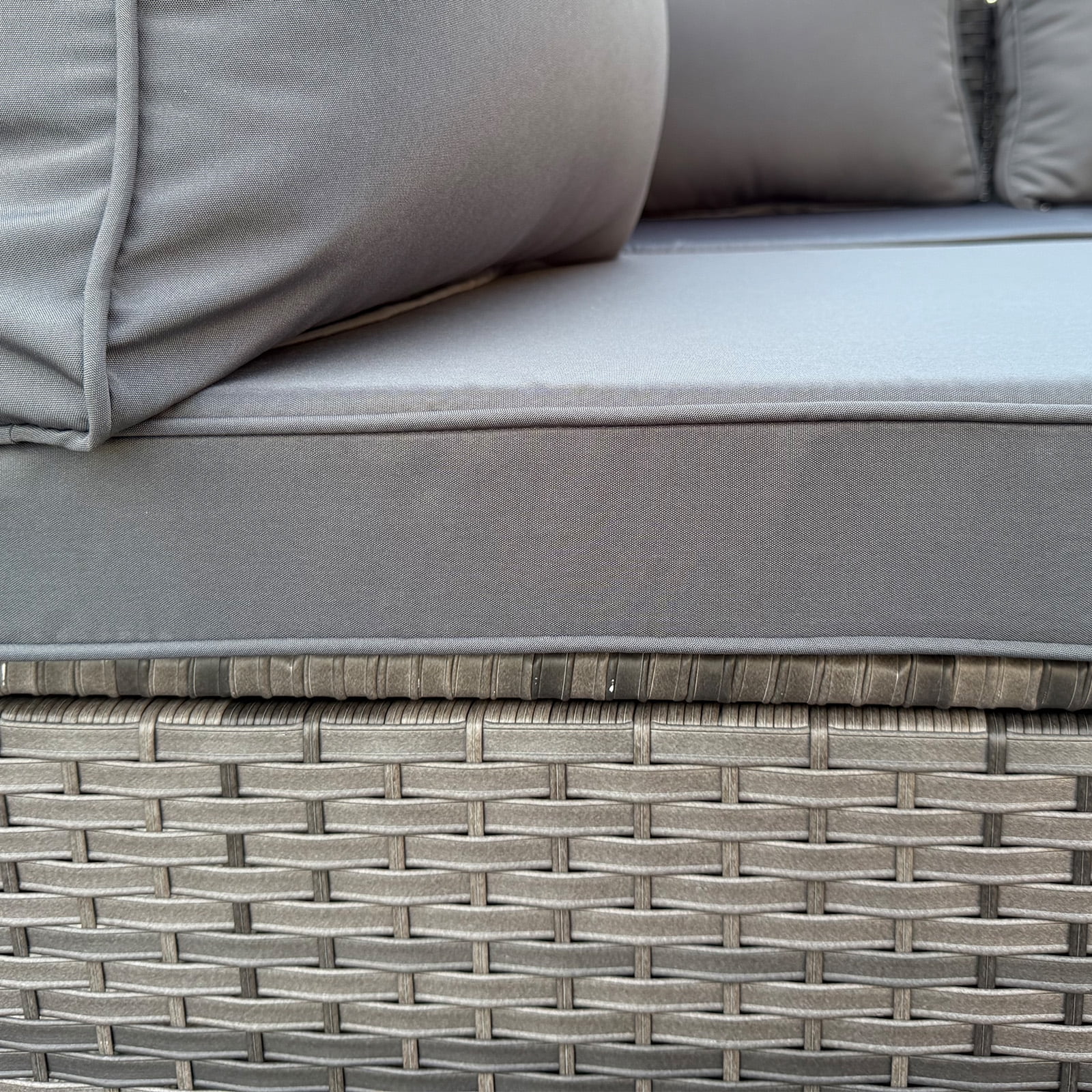 MOLIBYME 7 Pcs Outdoor Patio Furniture Set, Modular Outdoor Sectional Wicker Conversation Set, Rattan Sofa Set with Glass Table and Washable Cushion Covers, Gray