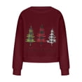 thumbnail image 4 of Odeerbi Christmas Crewneck Sweatshirts For Women Spring Autumn Long Sleeve Printed Sweater Top Burgundy, 4 of 6