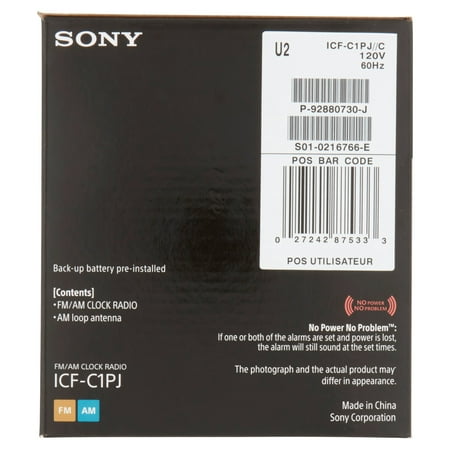 Sony - AM/FM Dual-Alarm Clock Radio - Black/Silver