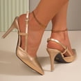 thumbnail image 4 of hoksml Women Pointed Toe Stiletto Slingback Heels, Buckle Adjustable Strap Slip On Dress Pumps, 4 of 9