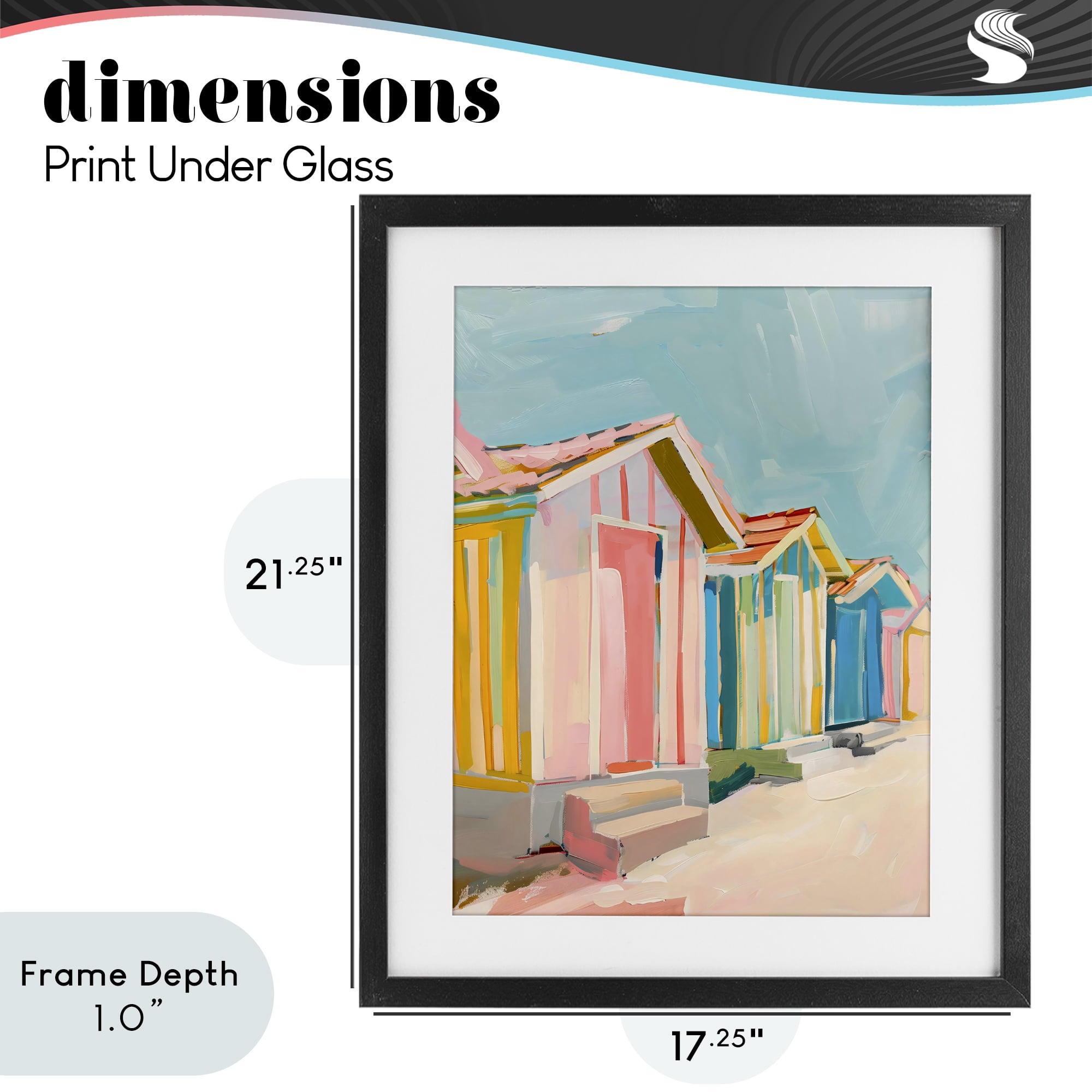 Stupell Industries Striped Beach Bungalows Black Framed Print Under Glass, design by The Prints Vibe