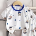 thumbnail image 6 of KPOPLK Toddler Baby Girl Pajamas Stripe Print Crew Neck Shirt Shorts Kids Summer Pjs Nightgown Outfits Set Size 5-6 Years,Blue, 6 of 6