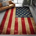 thumbnail image 3 of Washable Area Rug 8 X 10 ft, Lightweight Low-Pile Retro Patriotic Flag Printed Area Rug, Kitchen Indoor Non Slip Carpet Floral Red White Blue Print Mat Living Room Bedroom Dining Room, 3 of 7