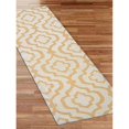 thumbnail image 1 of 2 ft. 6 in. x 10 ft. Geometric Hand Tufted Woolen Runner Area Rug, White & Gold, 1 of 1
