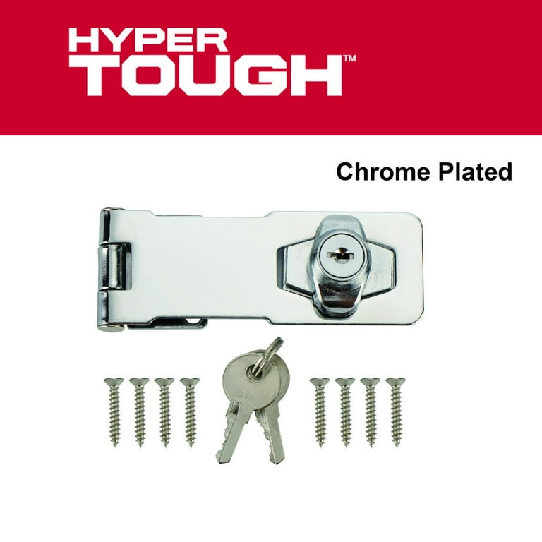 Hyper Tough 4.5 inch. New Steel Locking Safety Hasp, Chrome