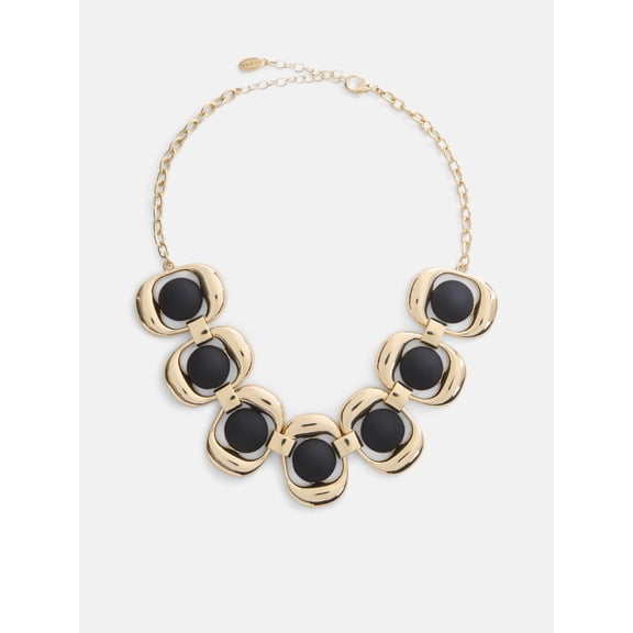 Scoop Statement Stone Necklace, Black, Gold-Tone