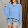 thumbnail image 7 of WCMZJ Women's Casual Long Sleeve Crewneck Crochet Sweater Lightweight Knit Pullover Sweaters Tops Sky Blue XXL, 7 of 7