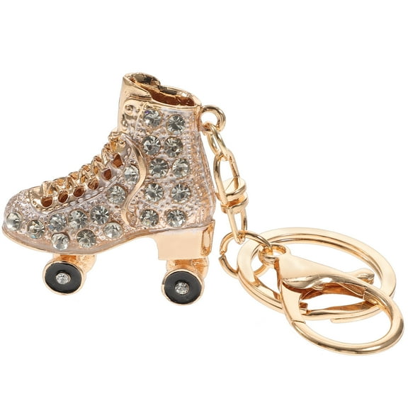Worgeous Creative Diamond- Alloy Key Ring Roller Skate Shaped Charm Keychain Bag Pendant Jewelry Accessories Car Decoration(Black)