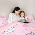 thumbnail image 5 of Feelyou Kawaii Unicorn Animal Full Size Comforter Sets, Girly Pink Cloud Bedding Comforter Set, Stars Moon Galaxy Reversible Bedding Sets, Breathable Home Decor, 3-Piece, 5 of 8
